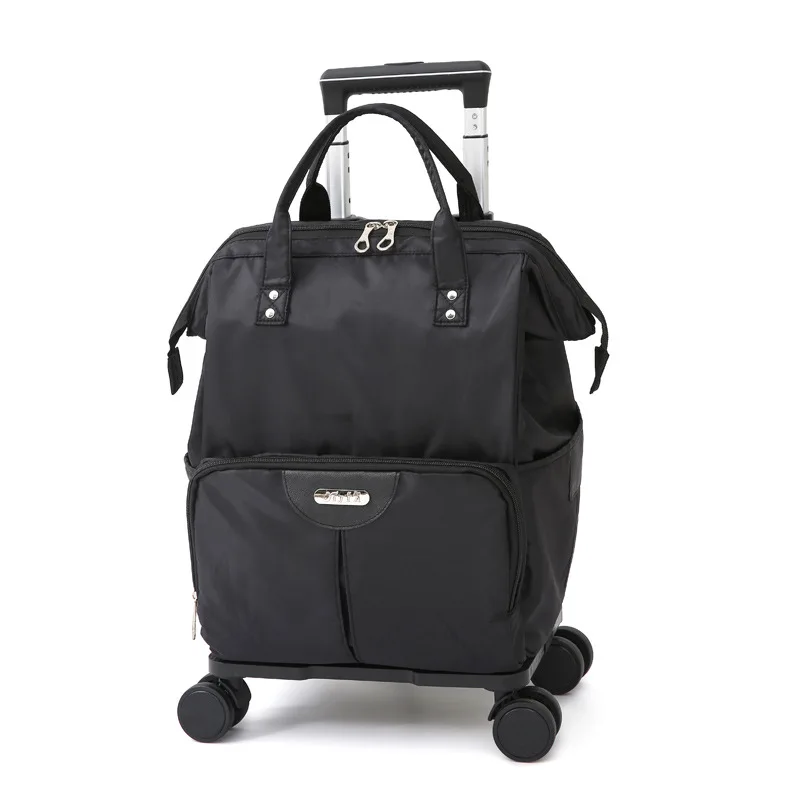 Travel Trolley Bags Women Wheeled Bag Backpack With Wheels Oxford Large Capacity Travel Rolling Luggage Suitcase Bag