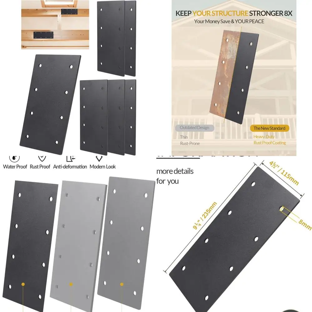 

Набор из 6 стальных кронштейнов I-образной балки толщиной 9,25x4,5 0,12 для дерева 6x6, подходят для перфораторов, заборов и ремонта