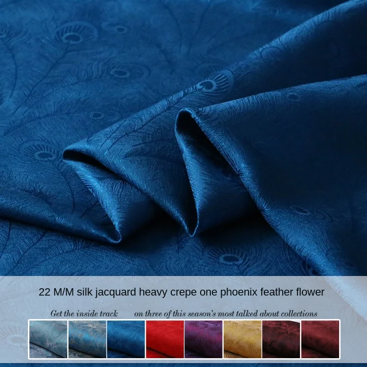 

Heavy Jacquard Silk Crepe Fabric for Cheongsam Dresses Hanfu Shirts Clothes Sewing Soft Smooth Draping Comfortable By The Meter