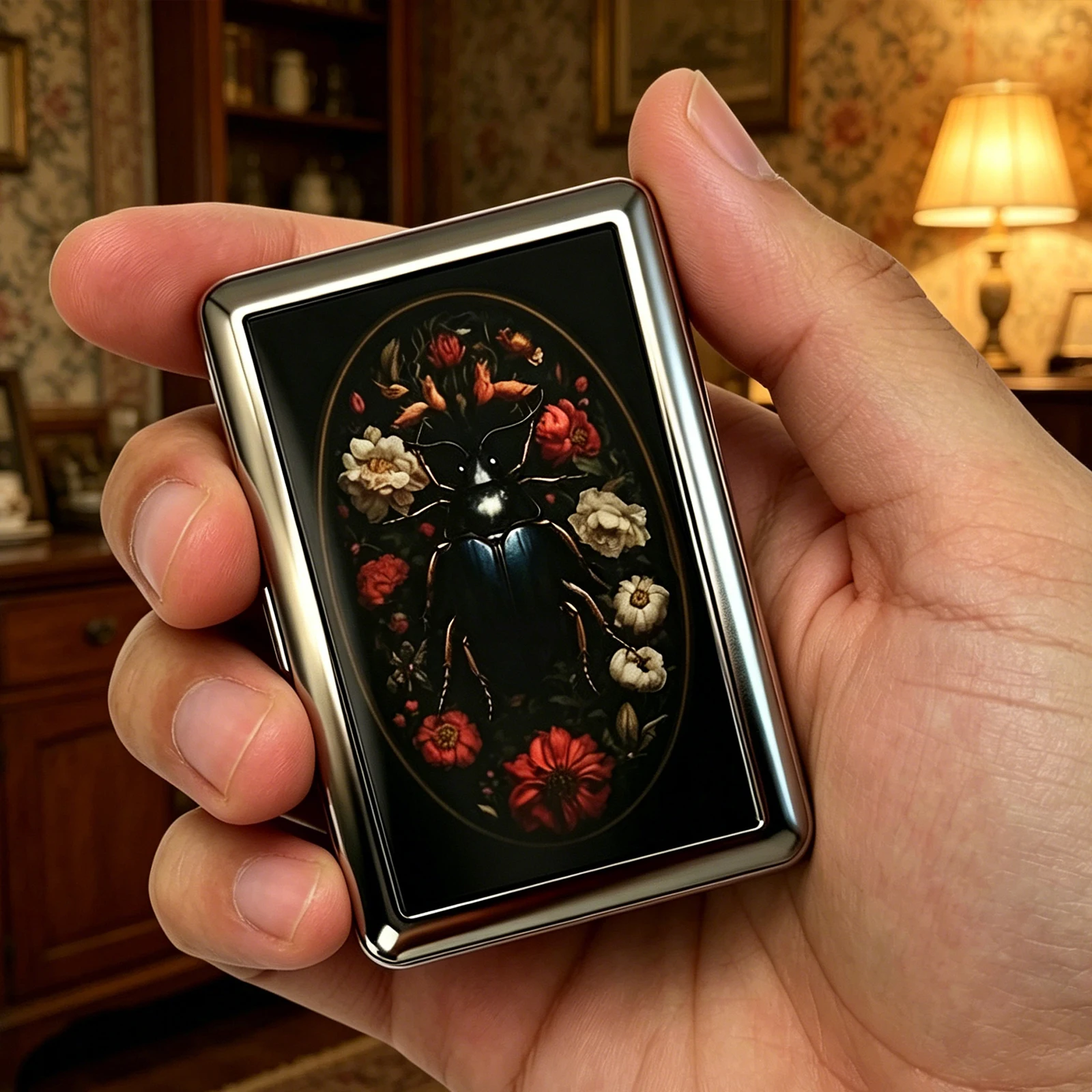 Vintage-Stil Metall-Zigarettenetui im Art-Deco-Design, Schlankes Etui für Blunts, Vielseitiges Etui für Karten und Bargeld für Damen und Herren – Detail 10