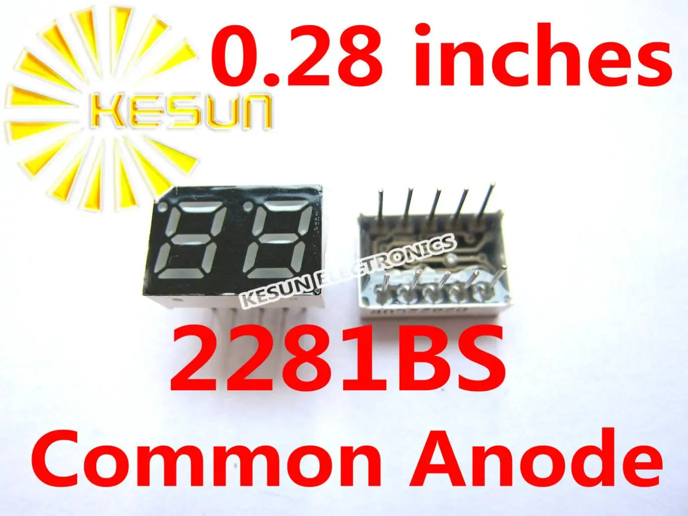 

100PCS x 0.28 inches Red Common Anode/Cathode 2 Digital Tube 2281AS 2281BS LED Display Module Light Beads