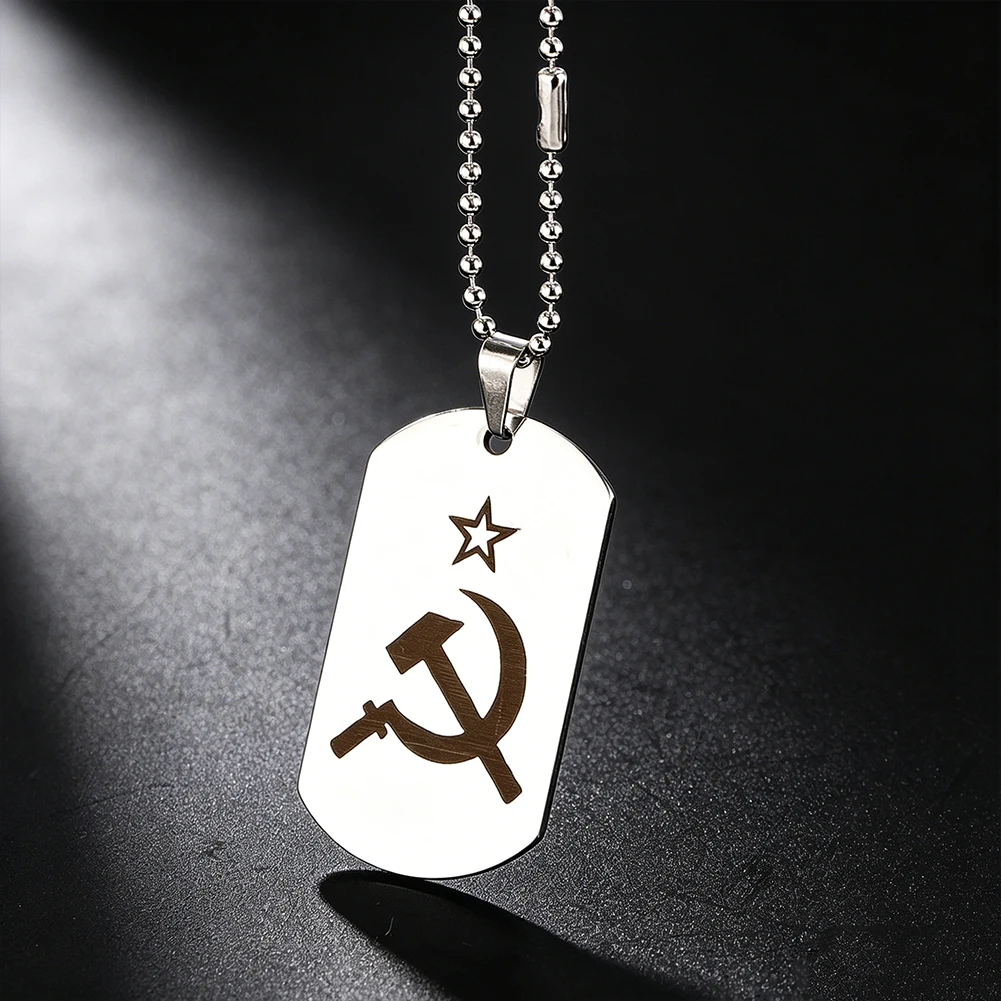 Trendy Necklace Stainless Steel Sickle Hammer and Star Design—Perfect for Everyday Wear Gifts and Historical-Themed Fashion