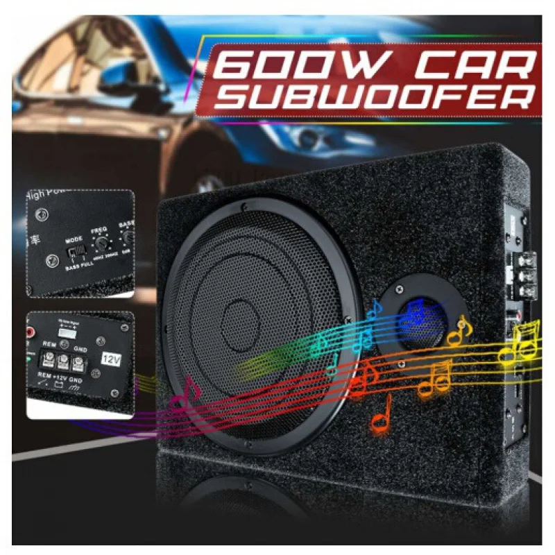 Car 8-inch 12V ultra-thin with tweeter subwoofer wooden built-in high-power subwoofer vehicle-mounted subwoofer