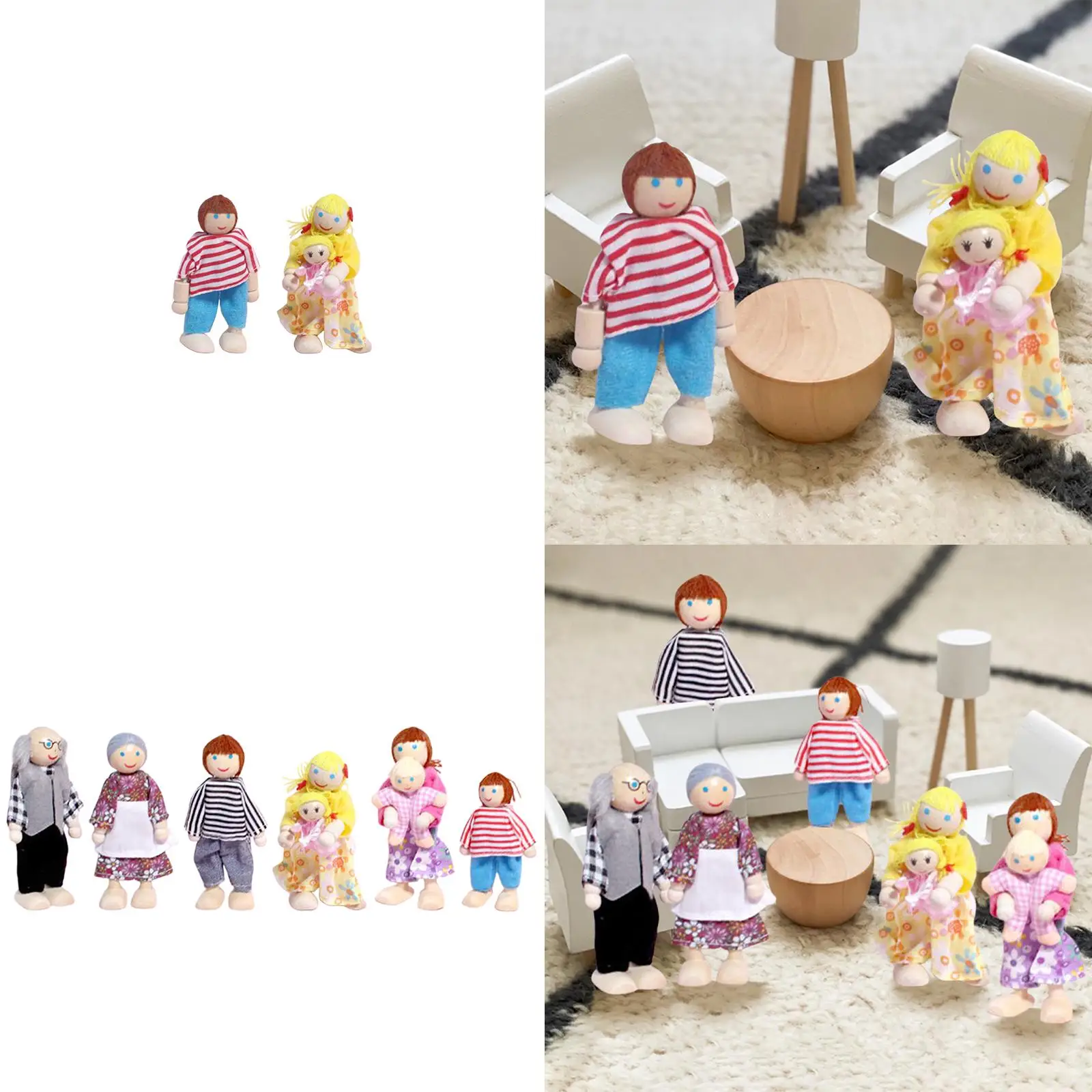 Dollhouse Family Set Miniature Dolls Pretend Play Early Educational Accessories