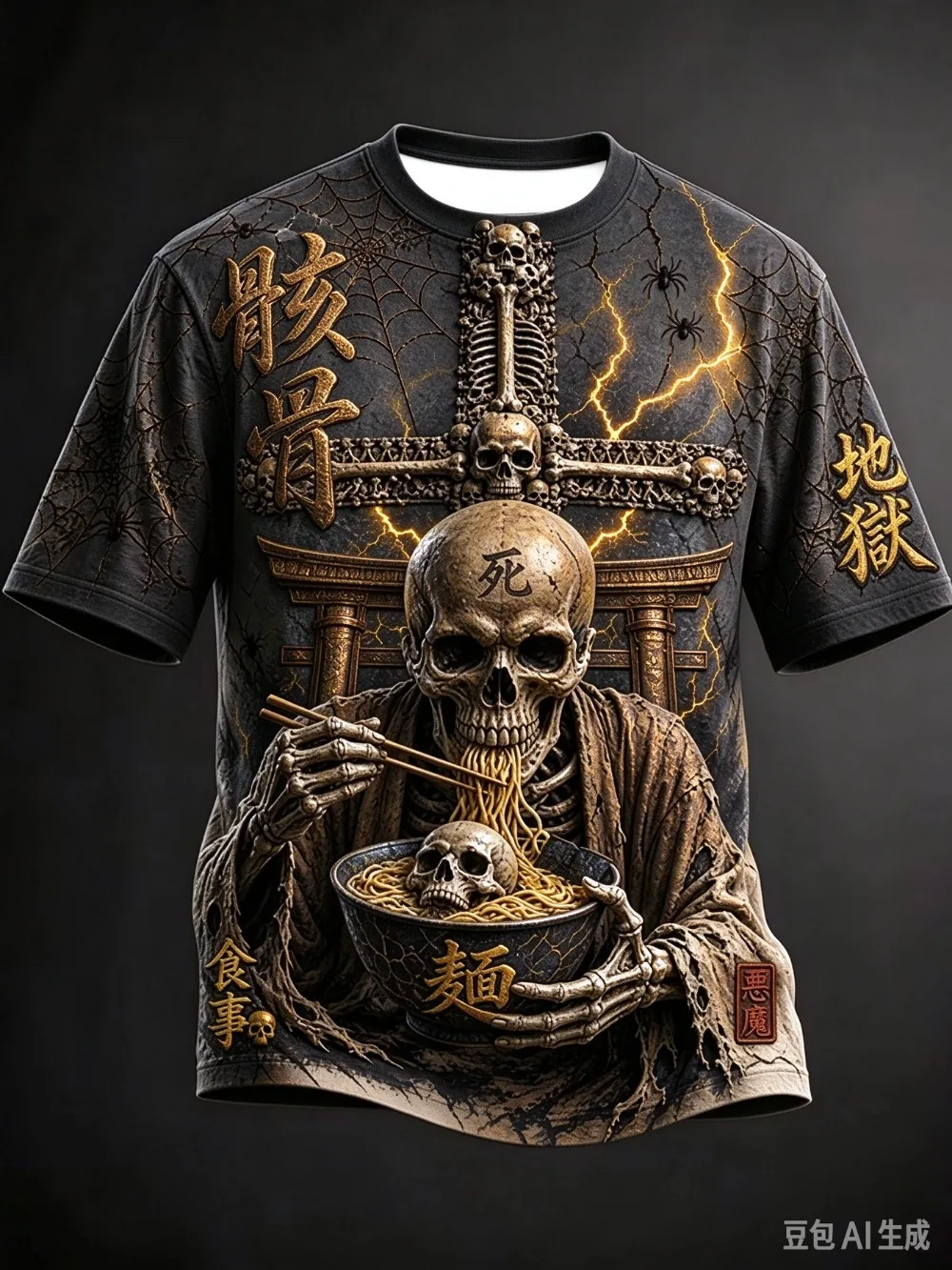 Japanese Skeleton Eating Ramen 3D Print Sport Quick-dry Breath Men Plus-sizeT-Shirt Outdoor Street Casual Y2K Parent-Child Cloth