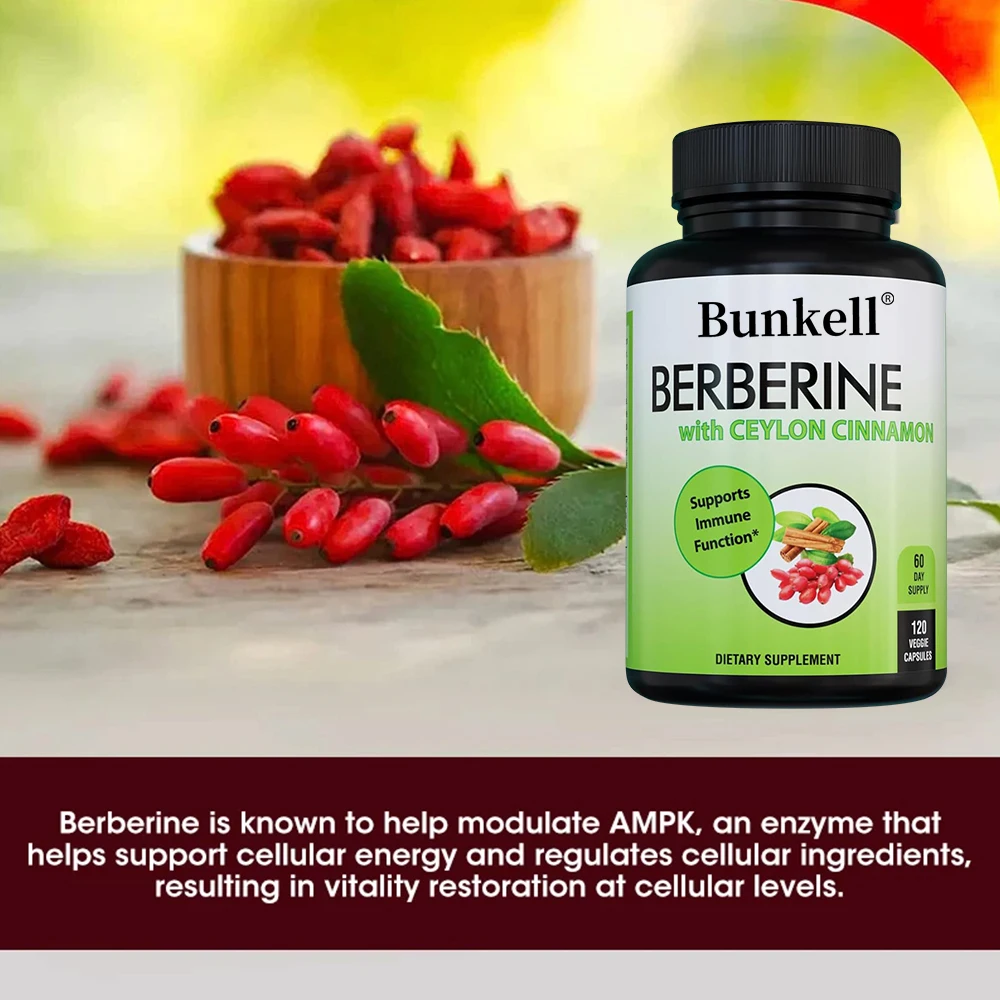 Berberine 1200mg Ceylon Cinnamon Capsules - Metabolism, Cardiovascular Health, Immune & Gastrointestinal Support， Antioxidant