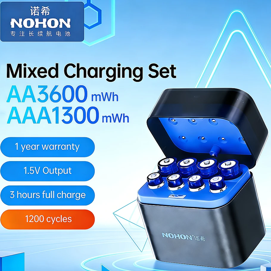 

NOHON перезаряжаемая литиевая батарея высокой емкости 1,5 В батарея AA 3600 МВтч/AAA 1300 МВтч оригинальные батареи для мыши с дистанционным управлением