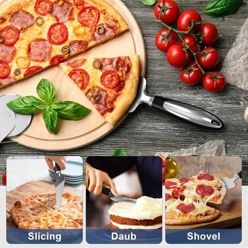 Premium Stainless Steel Pizza Cutter Cake Bread Pies Pizza Knife Pastry Dough Household Kitchen Dough Slicer Baking Cooking Tool