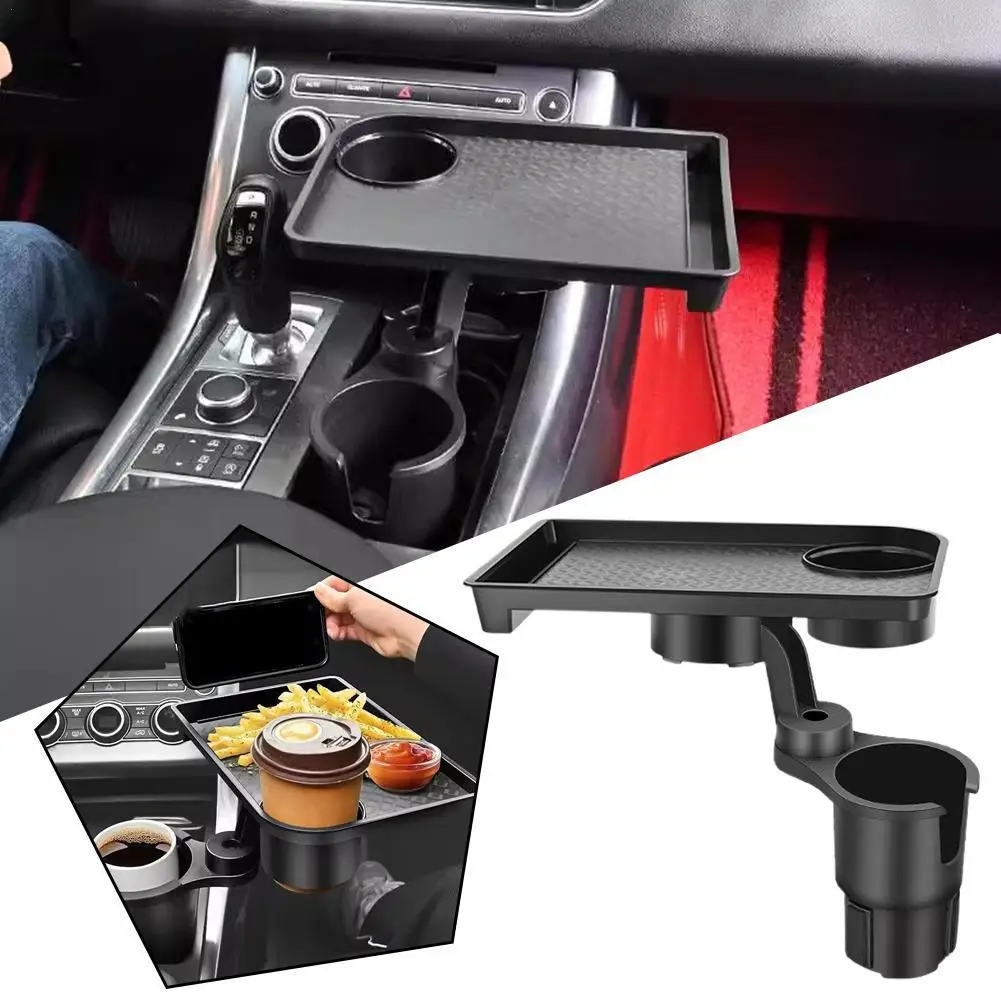 NEW Universal Car Cup Holder Tray With Dual Cup Holder Organized Table Food Car Tray Portable Organized Adjustable Drink Stand