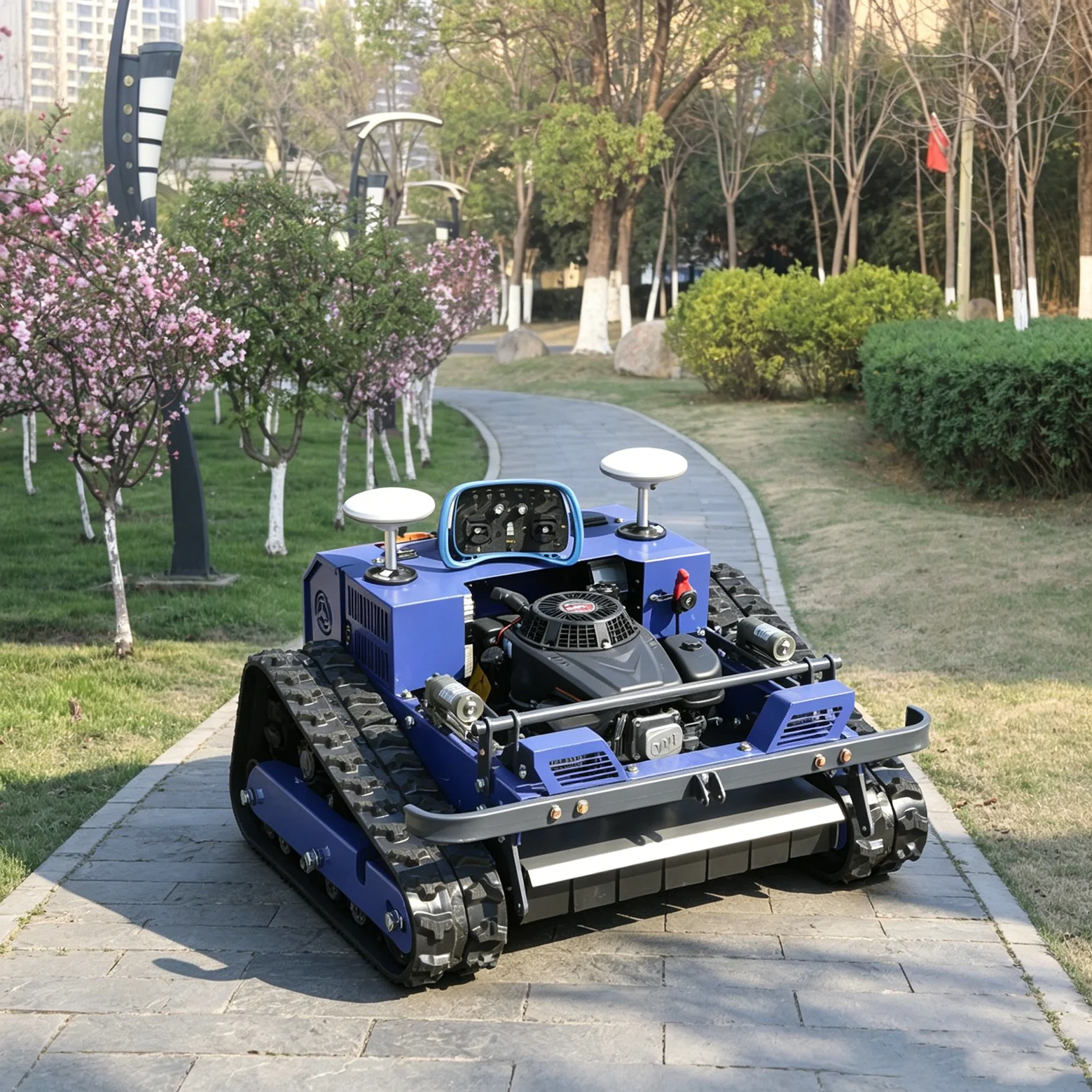 

Customized high-quality all terrain intelligent remote control lawn mower with engine 550mm agricultural lawn mower
