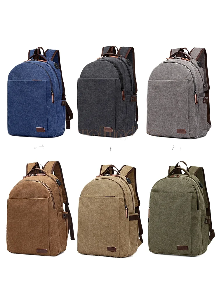 Wear-resistant and simple canvas computer storage hand-held backpack, student schoolbag, large-capacity travel backpack