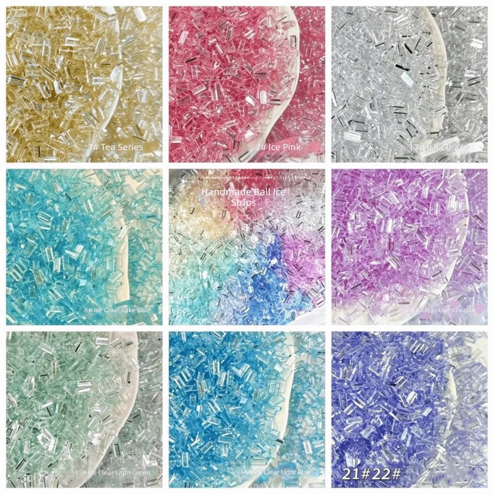 Transparent Ice Strip Fill Material Acrylic Colorful DIY Squishy Bobo Ball 100g 3*7mm Slime Handmade Fillers Nail Art