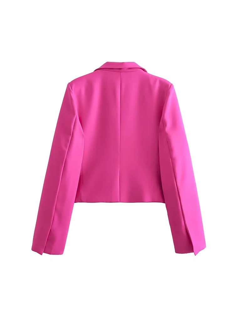 ZaracosHm-Chaqueta corta holgada y versátil para mujer, Blazer con solapa y botones, color morado oscuro, novedad de verano, 2024