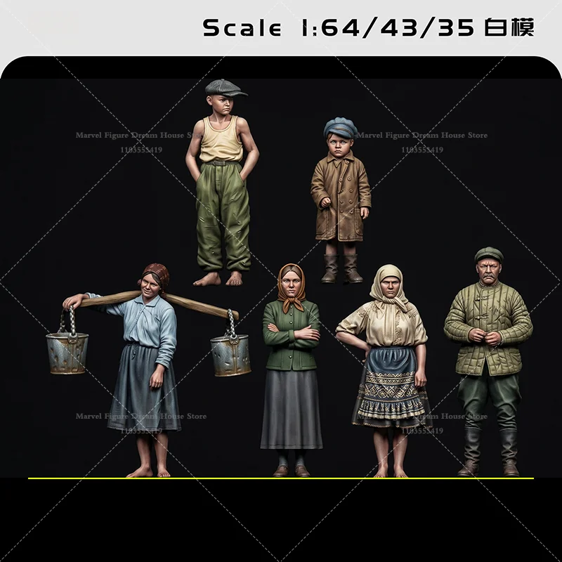 1/64 Scale Miniature Scene Dolls Un-panited White Figure Mini Model Farmers Building A Brand-new Life With Their Own Hands