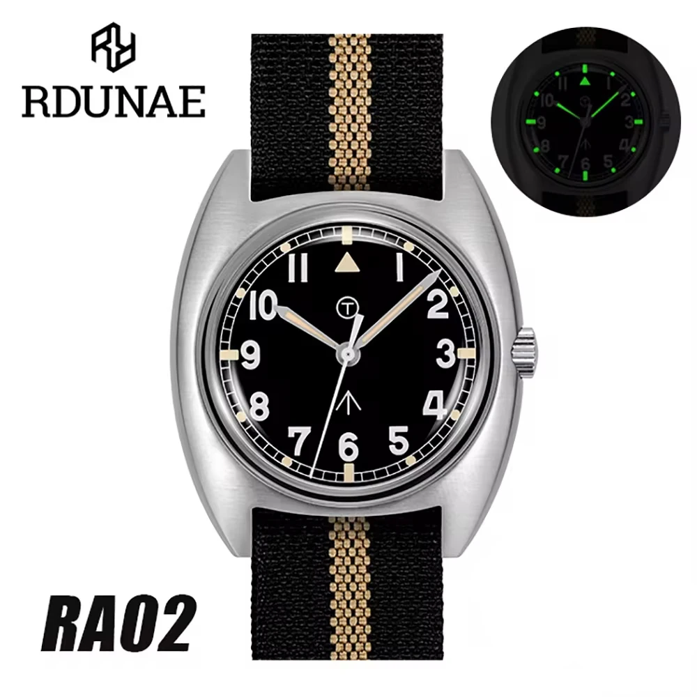 RDUNAE 2024 Retro Classic Men's Quartz Watch MIYOTA2035 Stainless Steel Case Nylon Waterproof 5Bar reloj hombre watches for men