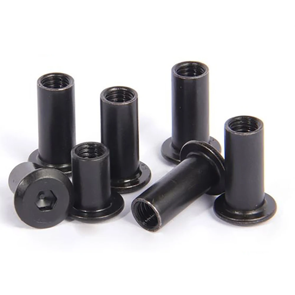 10pcs M3 M4 M5 M6 M8 Black Zin Plated Large Flat Hex Hexagon Socket Head Rivet Connector Insert Joint Sleeve Cap Butt Nut