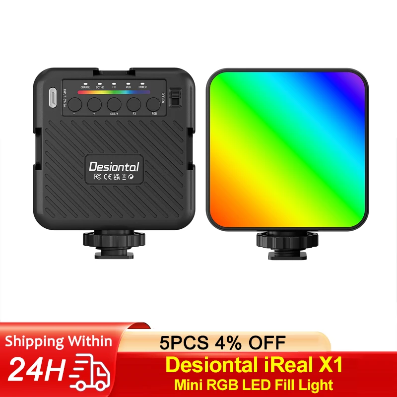 Desiontal iReal X1 RGB LED Light 3000K-6500K 1500mAh Camera Fill Light with Cold Shoe Mount for Photography Vlog Live Streaming