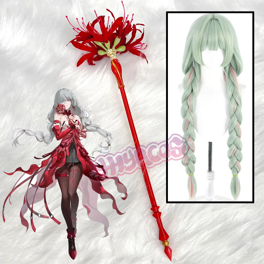 55CM Wuthering Waves Phrolova araña roja Lily personal protagonistas bastón accesorios de Cosplay para Halloween peluca para fiesta de Navidad