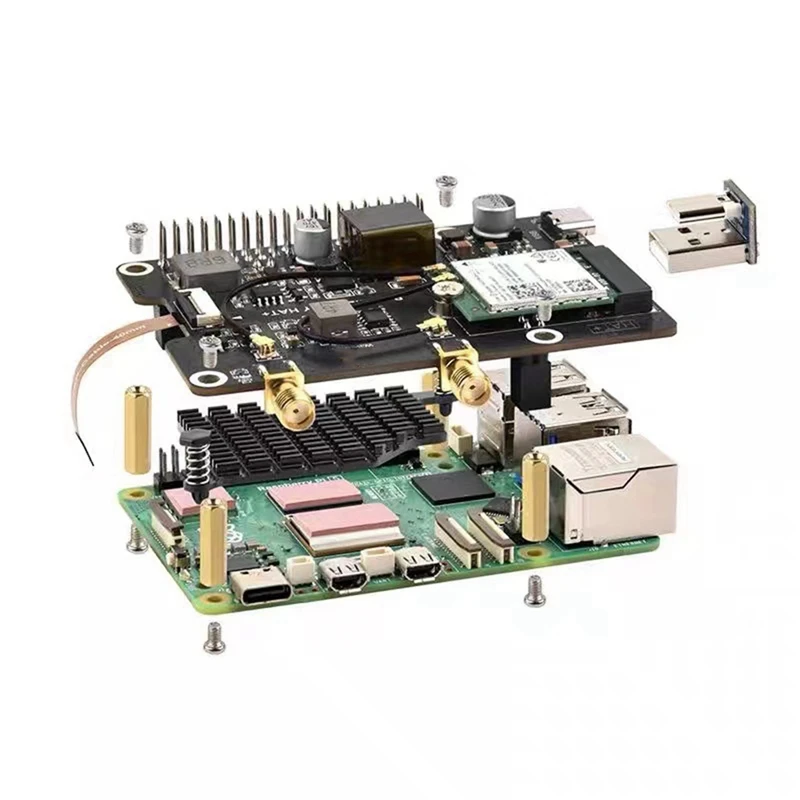 For Raspberry Pi 5 Pcie To M.2 E KEY With Poe HAT+ Expansion Board BE200 Tri-Band Wireless Network Card For RPI 5