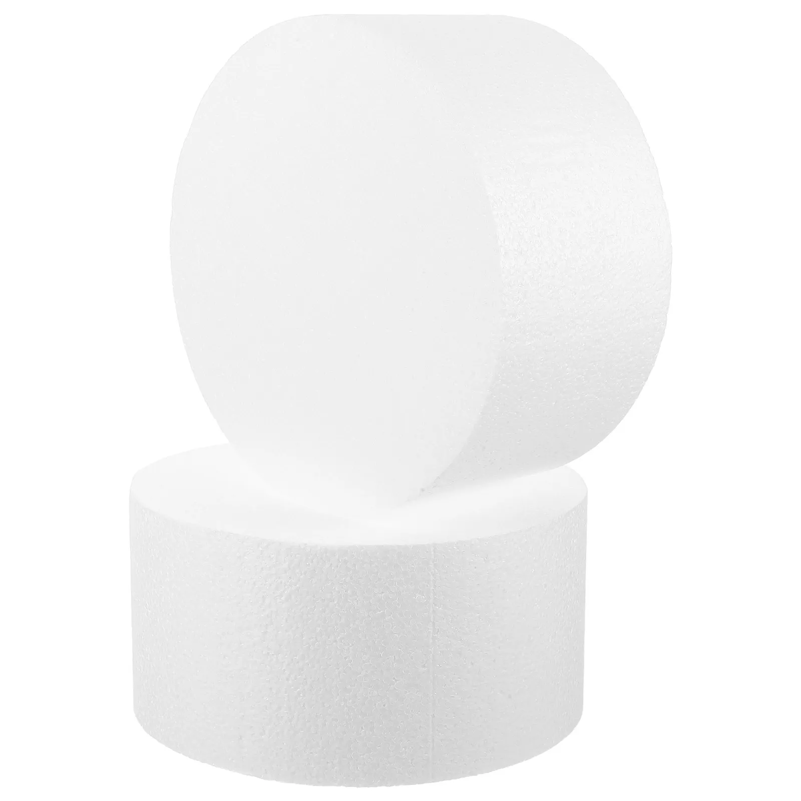 2Pcs Round Cake Foam Dummy 8 Inch White Polystyrene Foam for DIY Cake Decorating Craft Practice Training Dummy Prop