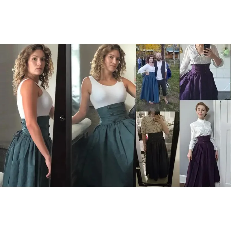 กระโปรงสตรีสไตล์เรอเนซองส์กระโปรงเอวสูงแนวสตรีมพังค์สไตล์วิคตอเรียนโกธิคเอ็มไพร์โลลิต้าวินเทจ