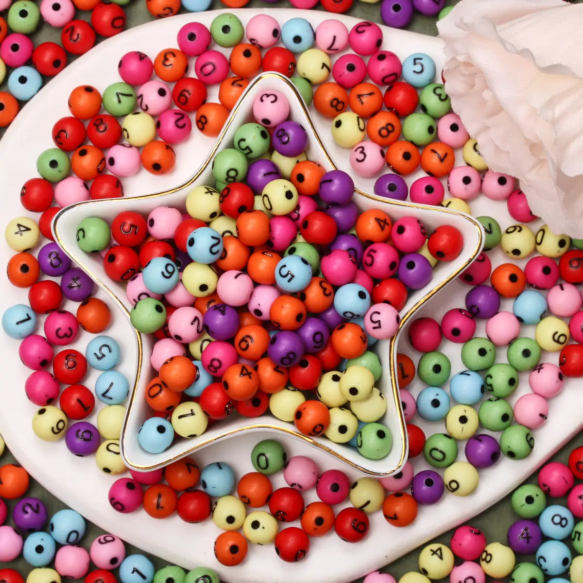 

Digital Color Beads Acrylic 50Pcs Quantity 7.5mm Round Beads Acrylic Material Handmade Necklace Bracelet Ring Earrings Keychain