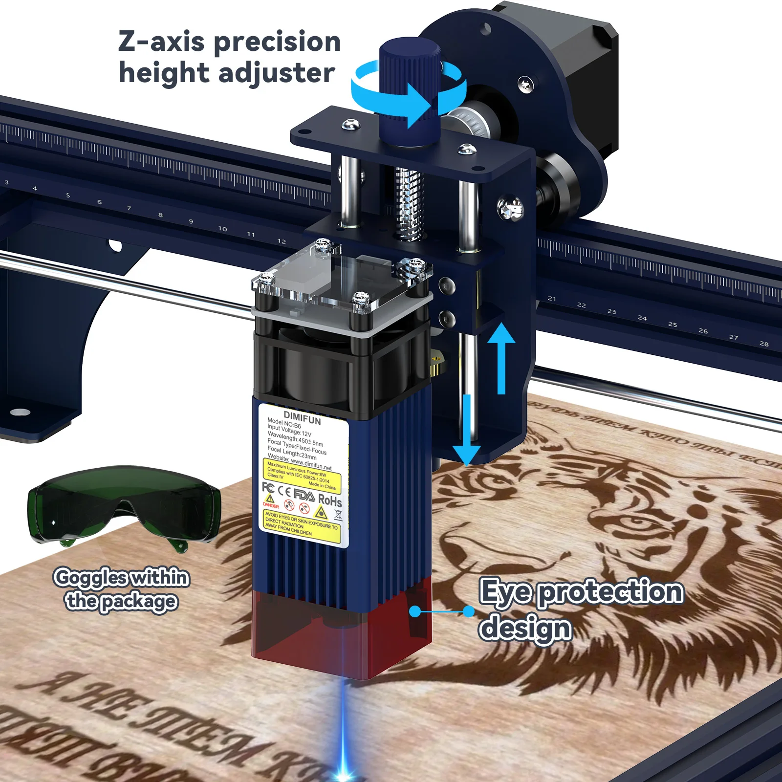 Professional Wood Router 6W/12W Power Laser Engraver Cutter, High Power DIMIFUN DM6 CNC Woodworking Carving Machine