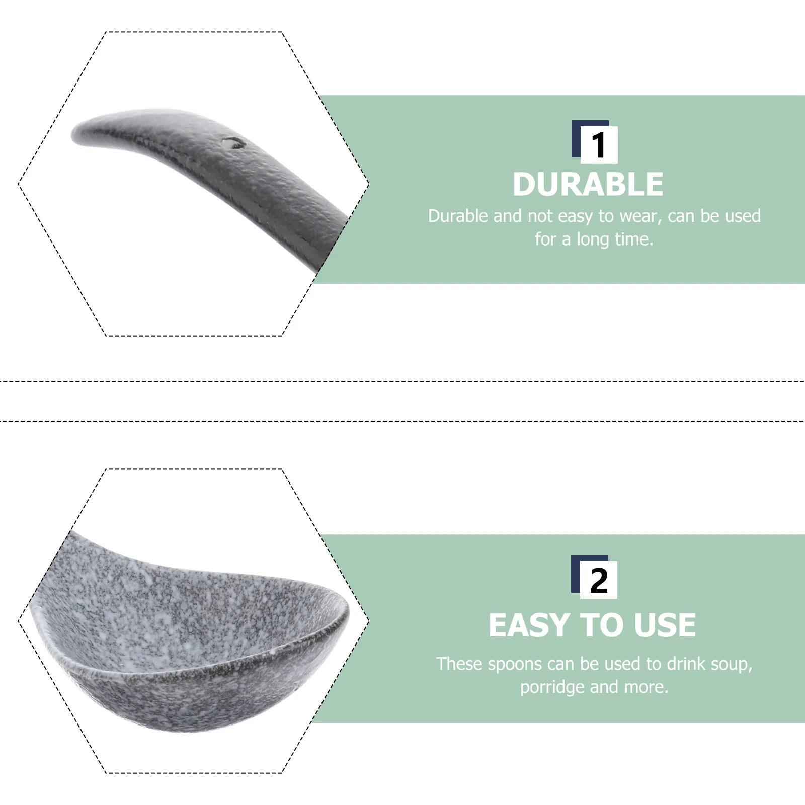 

2Pcs Ceramic Soup Spoons Long Handle Ergonomic Design Wear-Resistant Kitchen Utensils for Home Restaurant Party Use