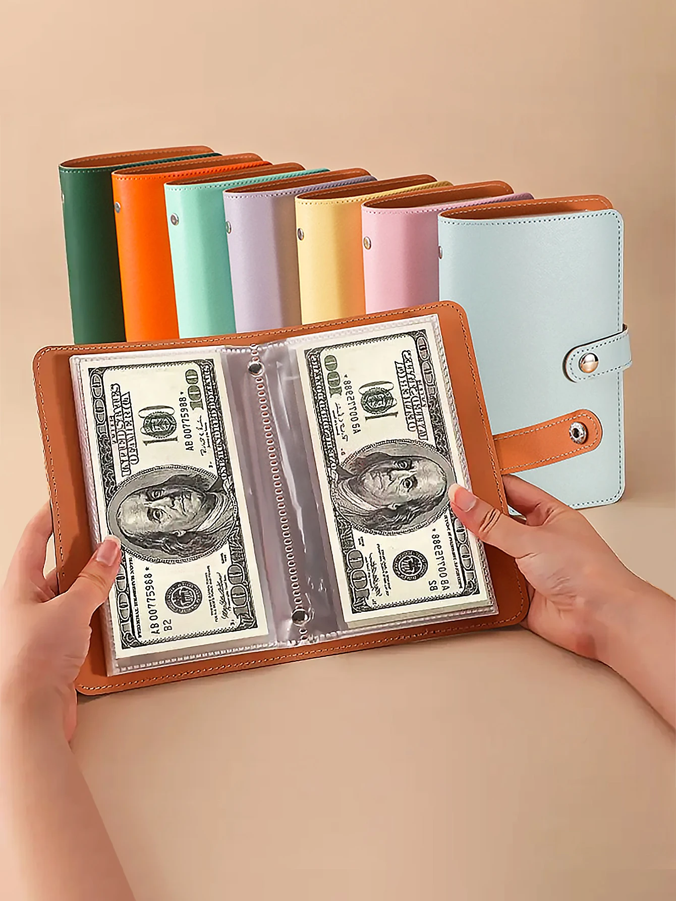 

Banknote storage notebook for 100 banknotes with photos of banknotes, stamps A6 Extra large capacity cash storage notebook