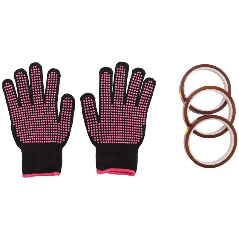 

B27B Heat Resistant Gloves And 3 Rolls 10Mm X33M 108Ft Heat Press Tape, Heat Proof Gloves Glove Thermal Tape Sublimation Tape