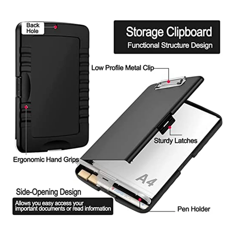 2Pack Clipboard With Storage High Capacity Nursing Clipboards Heavy Duty Office Clipboard Folder With Metal Clip