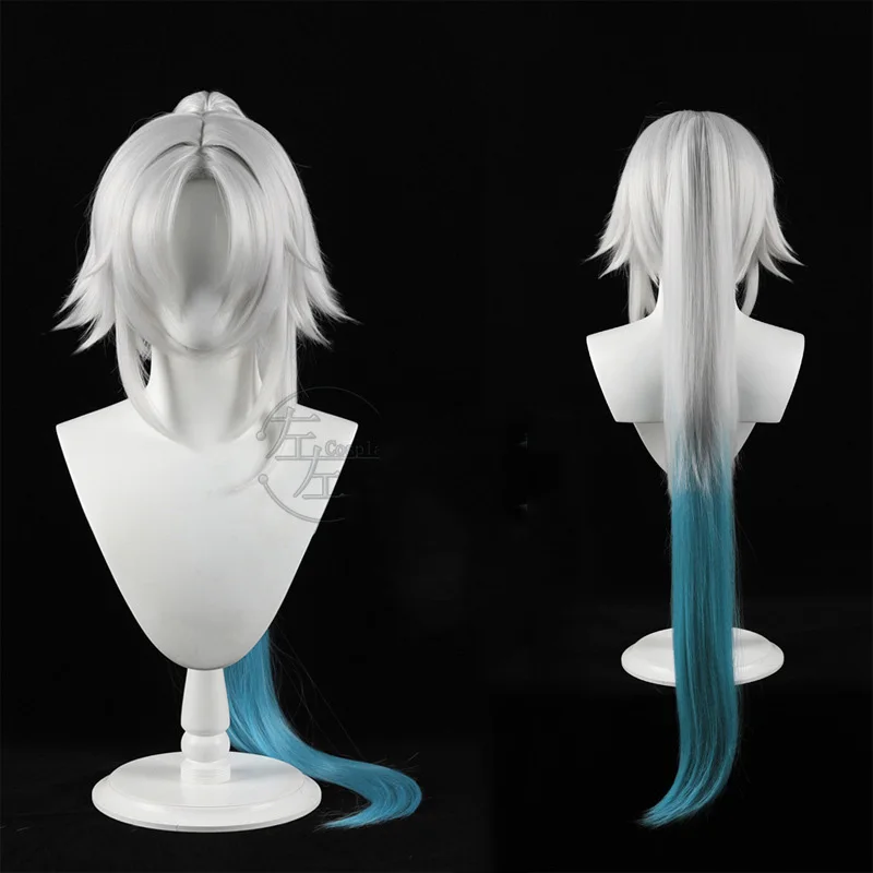 Honkai Star Rail Feixiao Peruca Cosplay Jogo, Cinza Azul Brincos De Cabelo Longo, O Xianzhou Yaoqing, O Grande Geral Halloween Props