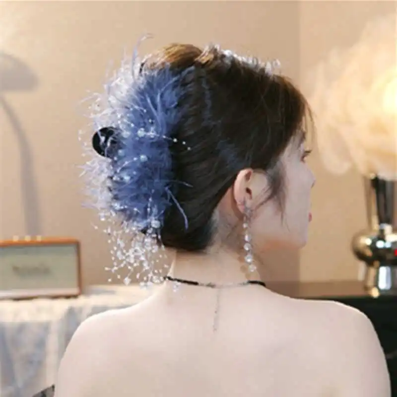 Damen Super Süße Federperlen Quasten Trendige Haarspange für Frauen Haarschmuck Weibliche Haarklammer Party 2025, neue Kopfbedeckung – Detail 1