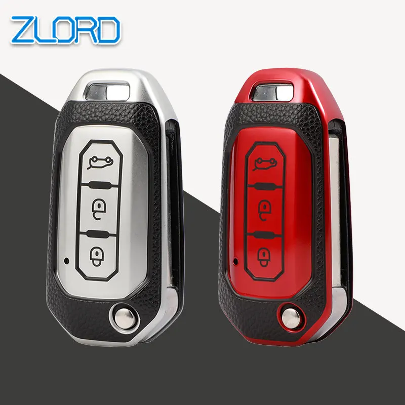 Leather TPU Car Flip Key Cover Case for Ford Fusion Fiesta Escort Mondeo Everest Ranger Bag Holder Protector Shell Fob Keychain