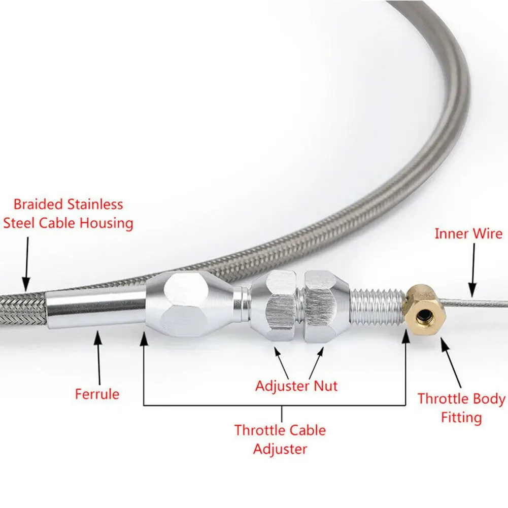 For LS Engine 36 Stainless Steel Braided Throttle Gas Cable for Improved Responsiveness For LS1 4 8 5 3 5 7 6 0