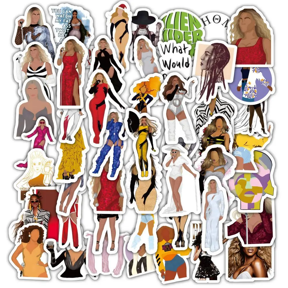 60Pcs/Set American Singer Beyoncé Graffiti Stickers Creative Phone Case Handbook Material Decoration Waterproof Adhesive Sticker