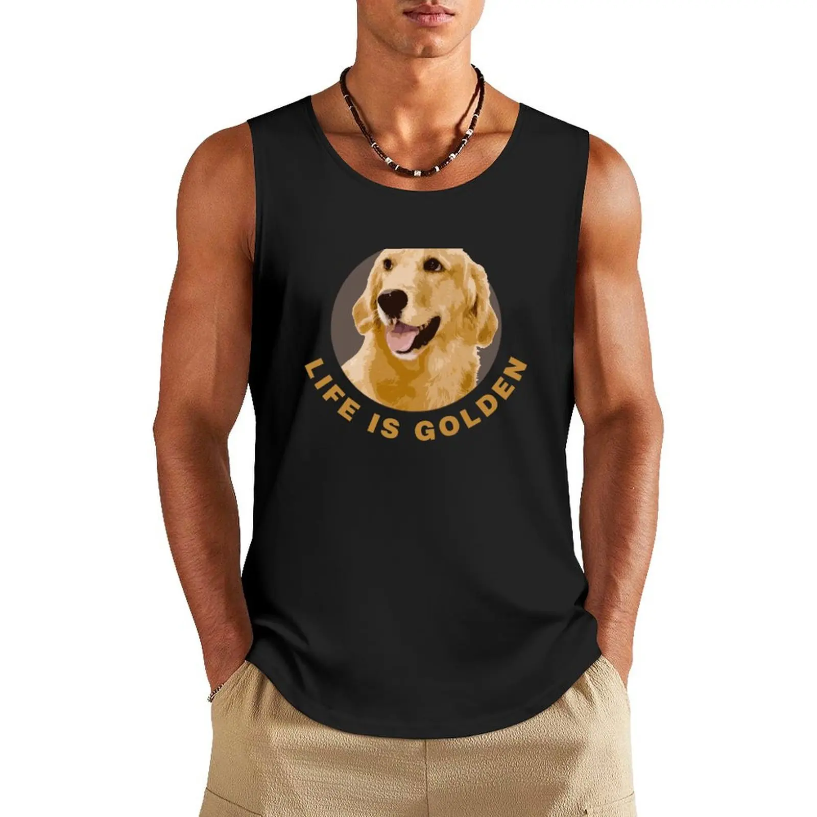 Life Is Golden, Retriever That Is Tank Top summer Male clothes sleeveless jackets Muscle fit