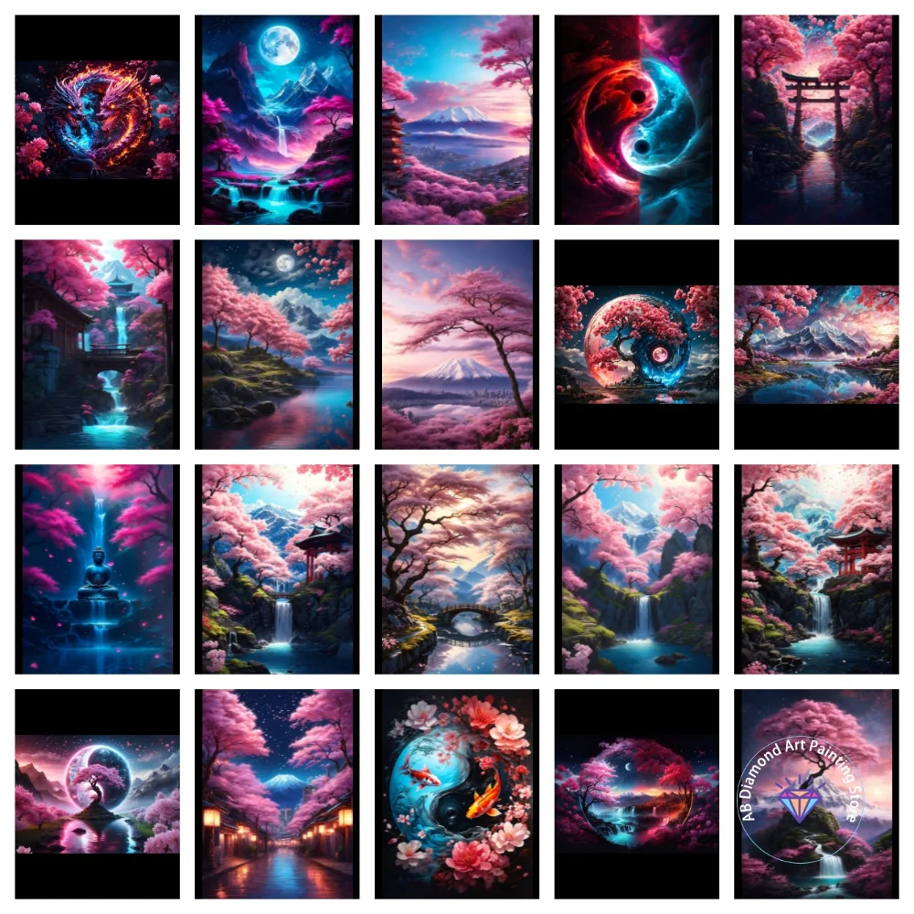 

Japanese Nature Landscape AB Diamond Painting Kit Square Round Diamond 5D DIY Mosaic Handmade Art Exquisite Gift Home Decor
