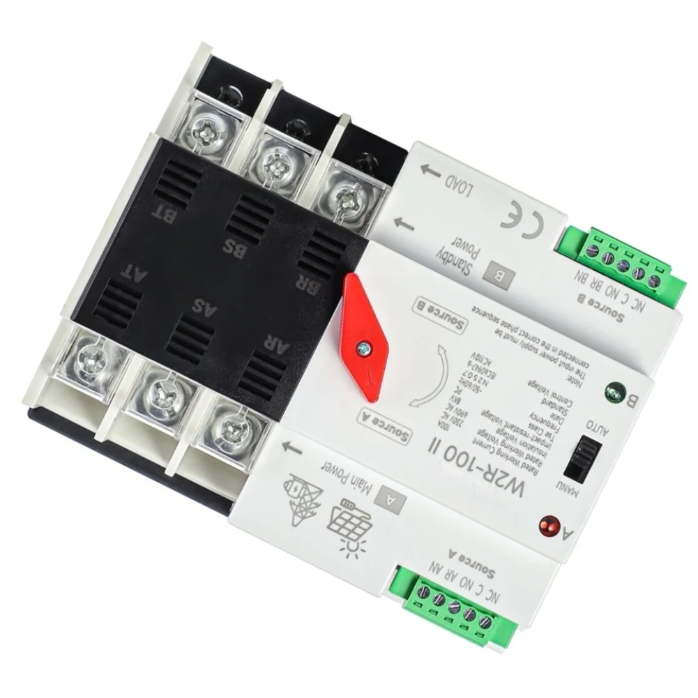 3P 100A 110V Dual Power Transfer Switch Manual/Auto Mode, Overvoltage & Undervoltage Protection For Solar System
