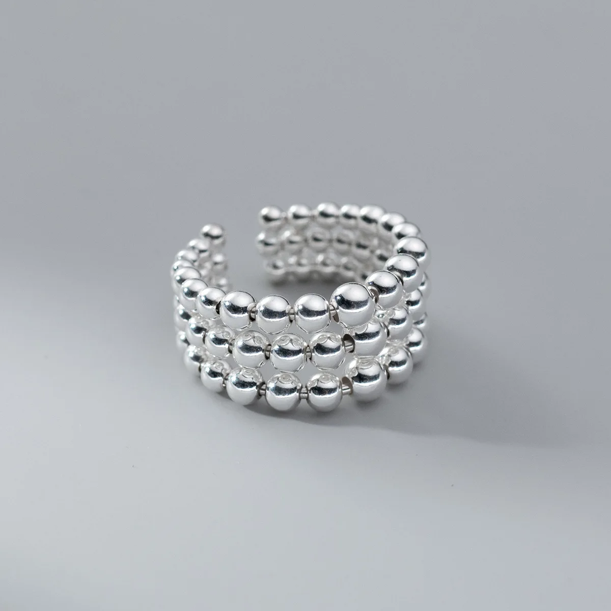 Fashion 925 Sterling Silver Three Layers Ball Rings For Women Luxury Aesthetic Jewelry Accessories Wholesale Jewellery