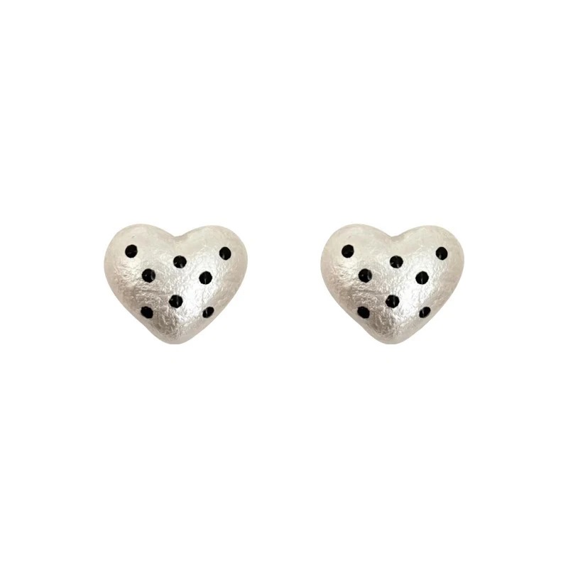 Foxanry Love Heart Stud Earrings For Women Girls Minimalist Classic Sweet Elegant Cute Prevent Allergy Anniversary Jewelry Gifts