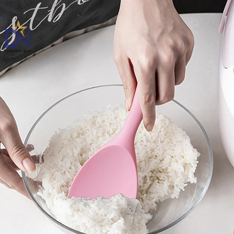 1PC Food Grade Silicone Rice Spoon Household Non Stick Pot Cooking Spoon High-temperature Resistant Kitchen Tools