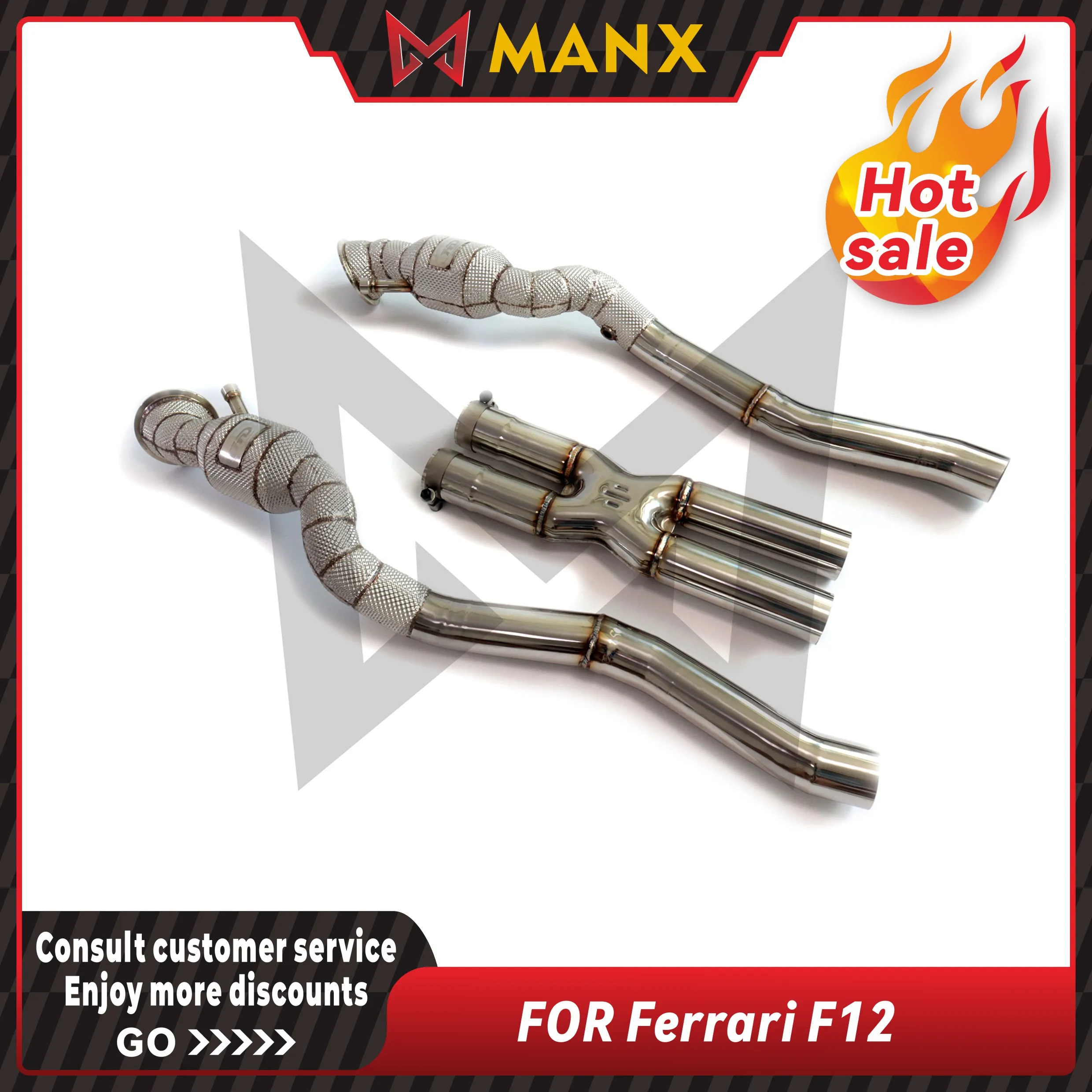 

MANX Car Exhaust System for Ferrari F12 Catalyzed Downpipe Catless Downpipe Stainless steels Performance exhaust pipe