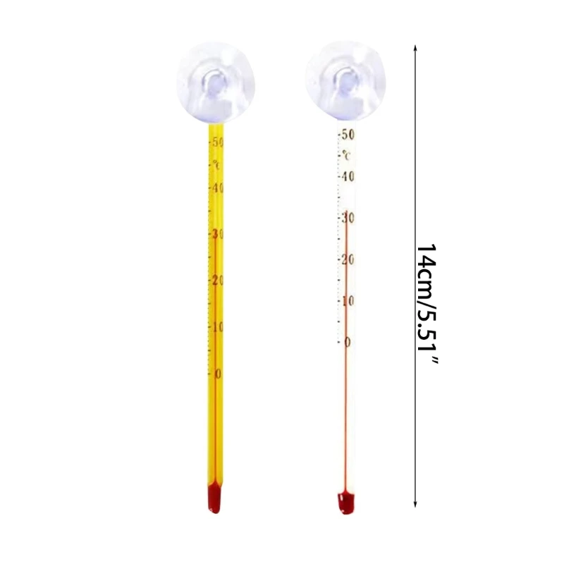 Aquarium Glass Thermometer Stick Sucking Cup Fish  Thermometers Display