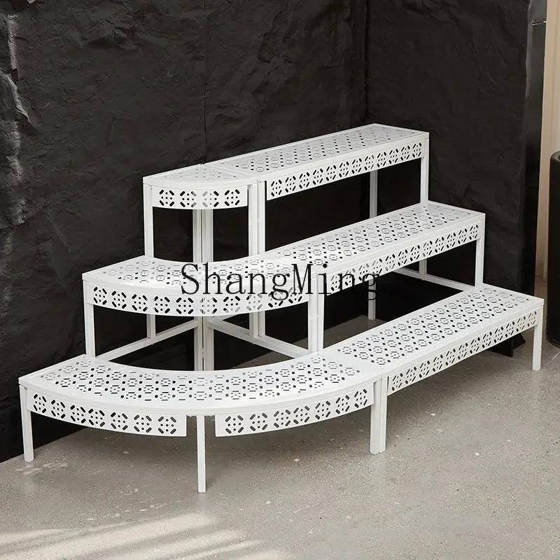 FG piso a piso, patio exterior de varios pisos, soporte para macetas suculentas, soporte para flores, balcón, escalera de hierro