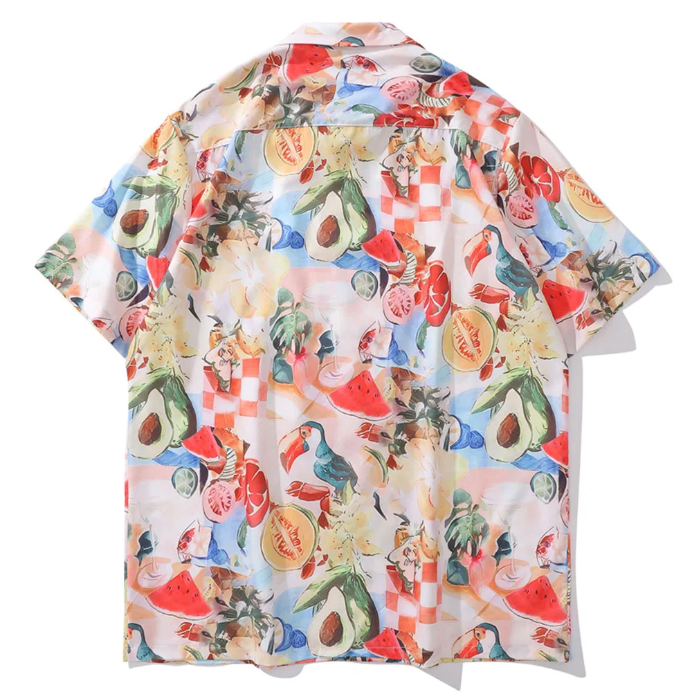 Fruit Full Print Men Women Shirts Short Sleeve Summer Holiday Beach Shirts Hawaii Shirt Man