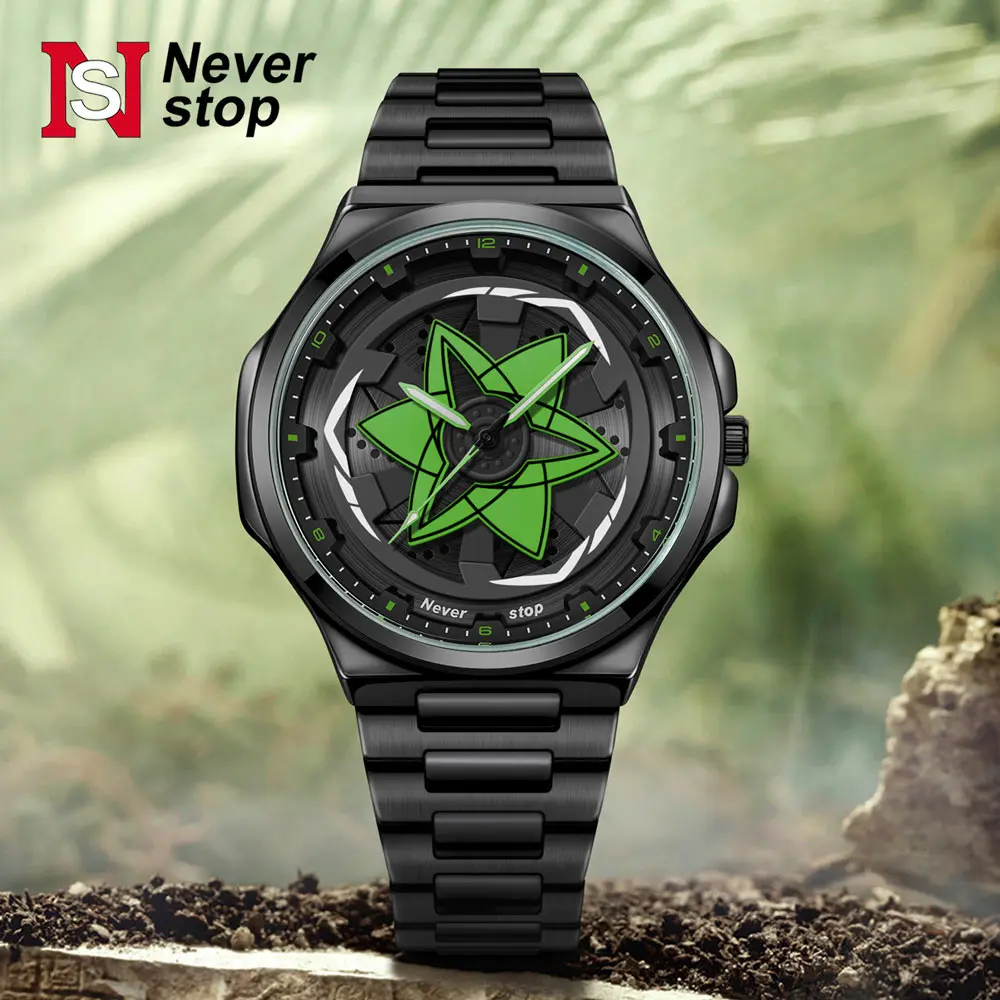

YAZOLE New Fashion Men's Watch Stylish Wheel-Inspired Men's Quartz Watch Student Watch with Luminous Steel Bracelet Model N945