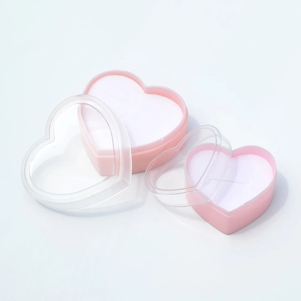 Acrylic Heart Ring Box Jewelry Display Case Holder Gift Boxes Wedding Romantic Organizer Engagement Ring Case Wholesale