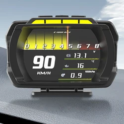 Digital HUD Fuel Consumption OBDII Smart Digital Speedometer Overspeed Alarm OBD + GPS HUD LCD Display Oil Temperature Gauge