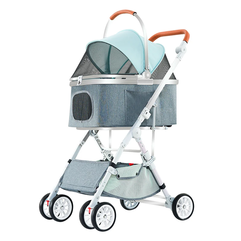 

Wholesale Luxury 4 Wheels Folding Pet Stroller Easy To Assemble Pet Trolley Dog Stroller